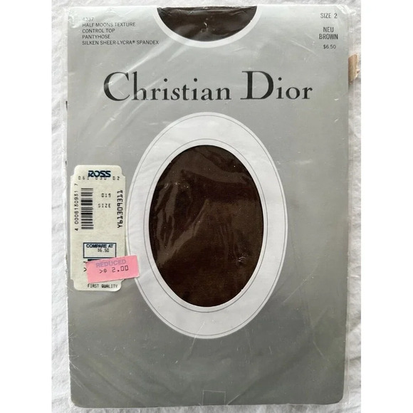 Christian Dior 4337 Half Moon Control Top Pantyhose Silken Sheer Size 2 Brown - Picture 1 of 2